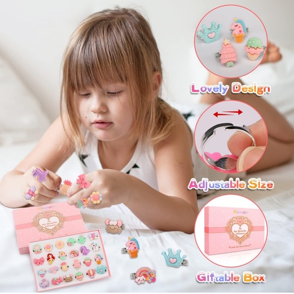 Nicmore 24 Piece Jewel Rings Dress Up Set - Picture 2 of 3